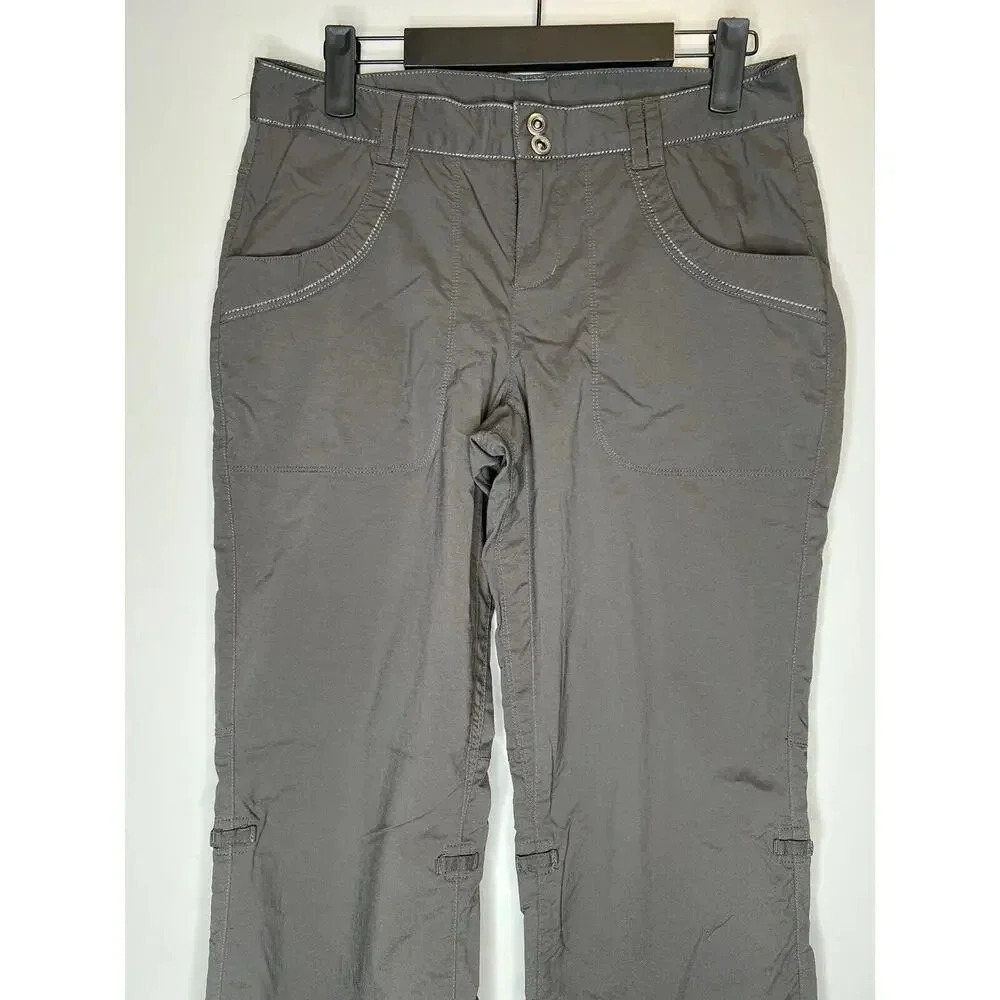 Rei Womens Gray Straight Leg Hiking Pants Size 6 Petite Outdoor Roll Up Cargo - Picture 2 of 6
